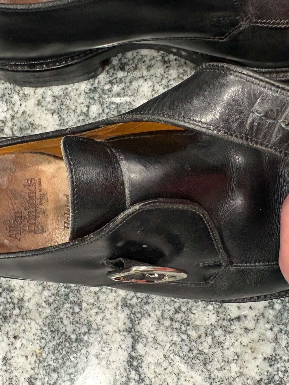 Allen Edmonds Black Leather Men's Slip-On Loafers with Silver Bit